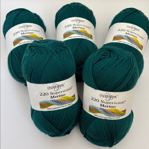 Cascade Yarns 220 Superwash Merino Wool 220yds/100g Teal Green 86 Lot of 5 Skien